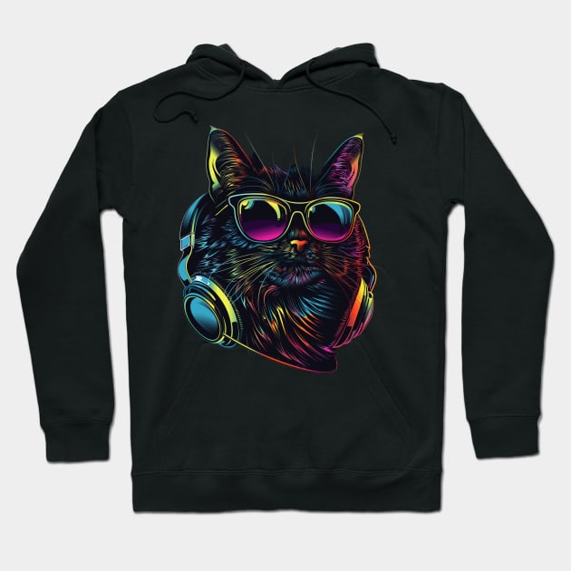 Cat DJ Rave Hoodie by BilodeauBlue